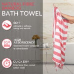 ZAHYA Pure Bamboo Bath Towel - Cabana Stripe - Red