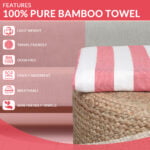 ZAHYA Pure Bamboo Bath Towel - Cabana Stripe - Red