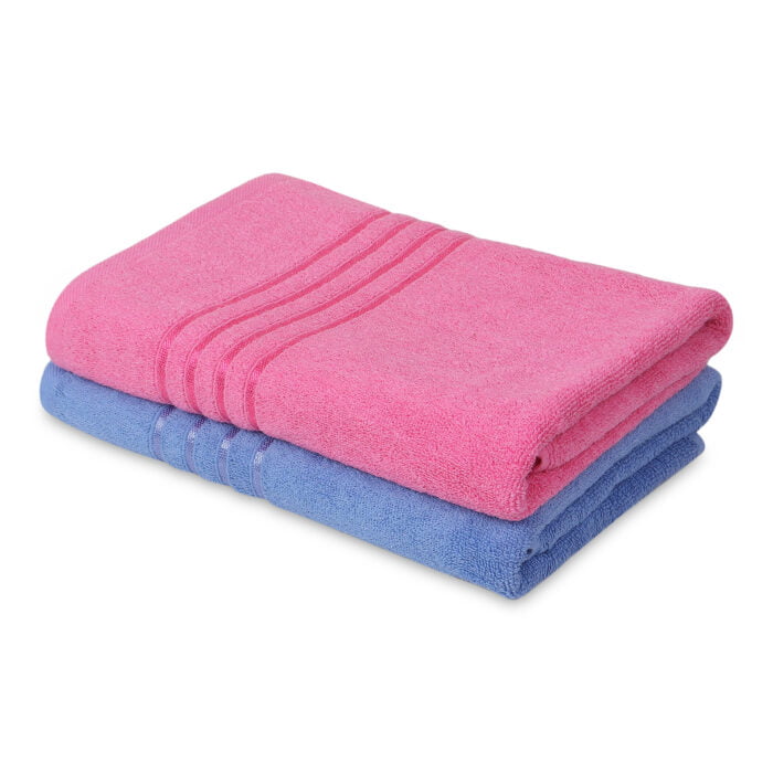 500 GSM Pink and Blue Terry Cotton Bath Towel