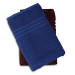 ZAHYA Pure Cotton 600 GSM Bath & Hand Towel Combo - Blue & Maroon