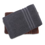 ZAHYA Pure Cotton 600 GSM Bath & Hand Towel Combo - Grey & Brown