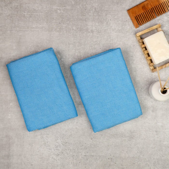 ZAHYA 100% Pure Cotton Soft Bath Towel - Full Size - Azure Blue