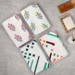 ZAHYA Pure Cotton Bath Towel Large Size - White Floral