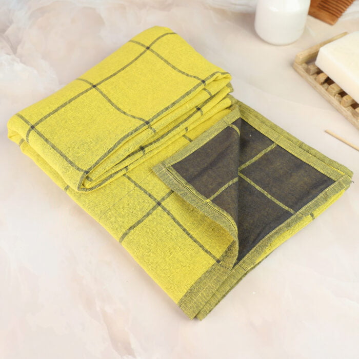 ZAHYA 100% Cotton Zero Twist Double Face Bath Towel - Mustard Yellow