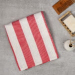 ZAHYA 100% Pure & Soft Bamboo Bath Towel - Red Stripe