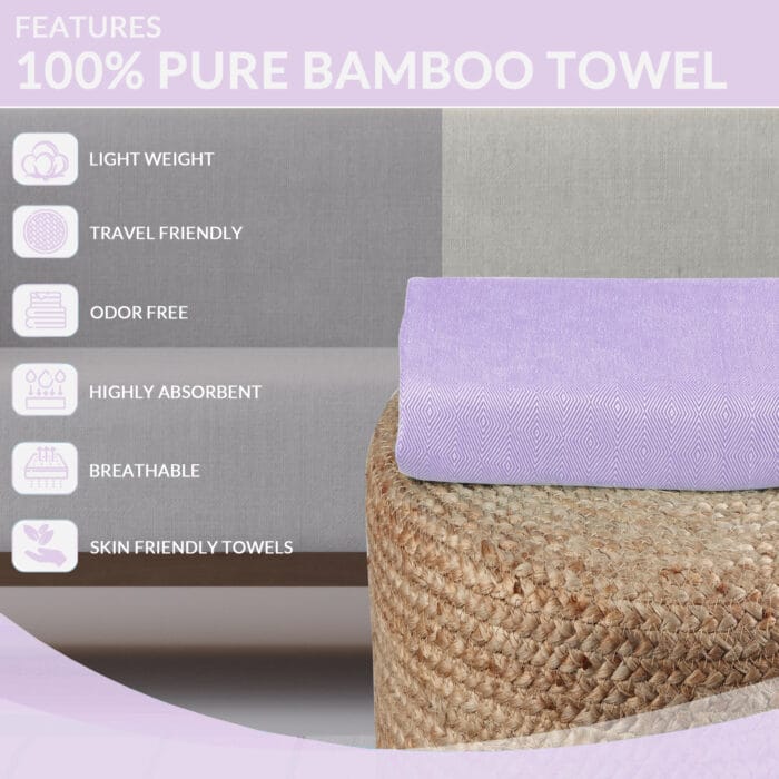 100% Pure Bamboo Bath Towel – Turkish Style, Soft, Absorbent