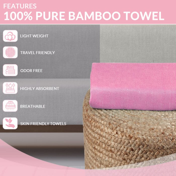 100% Pure Bamboo Bath Towel – Turkish Style, Soft, Absorbent