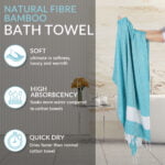ZAHYA Pure Bamboo Bath Towel Set - Turkish Style - Grey & Aqua Green