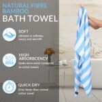 ZAHYA Pure Bamboo Bath Towel - Cabana Stripe - Blue