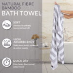 ZAHYA Pure Bamboo Bath Towel - Cabana Stripe - Grey