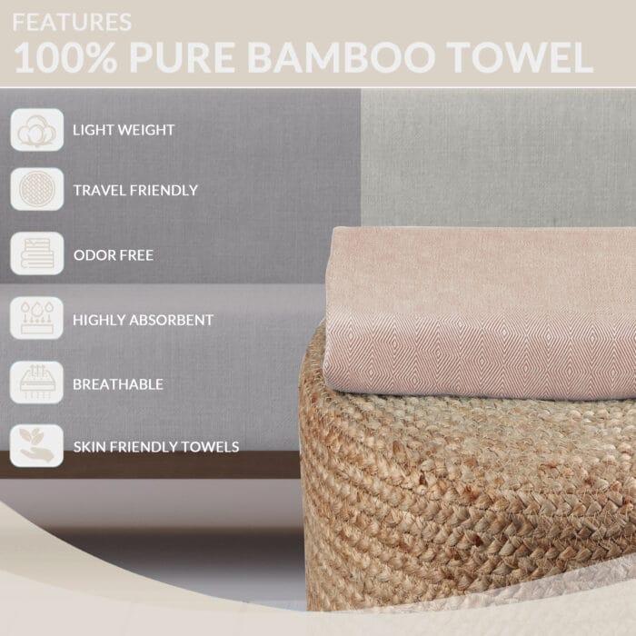 100% Pure Bamboo Bath Towel – Turkish Style, Soft, Absorbent