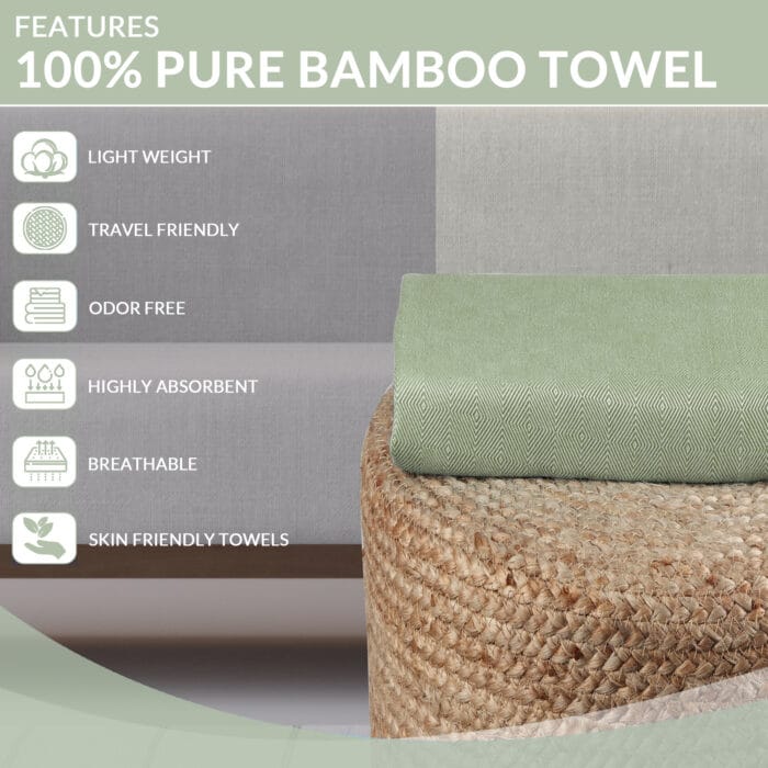 100% Pure Bamboo Bath Towel – Turkish Style, Soft, Absorbent