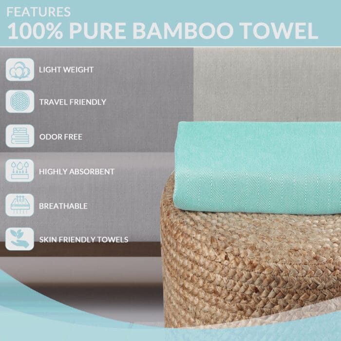 100% Pure Bamboo Bath Towel – Turkish Style, Soft, Absorbent