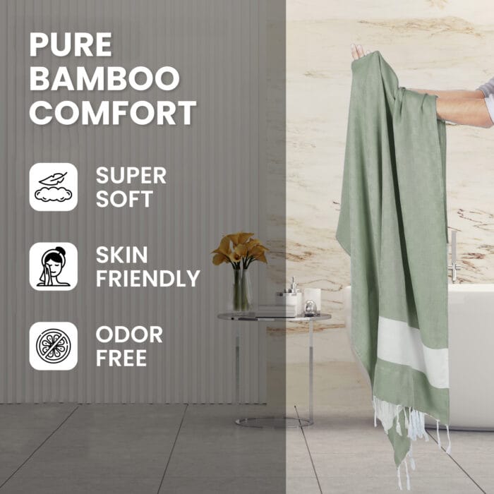 100% Pure Bamboo Bath Towel – Turkish Style, Soft, Absorbent