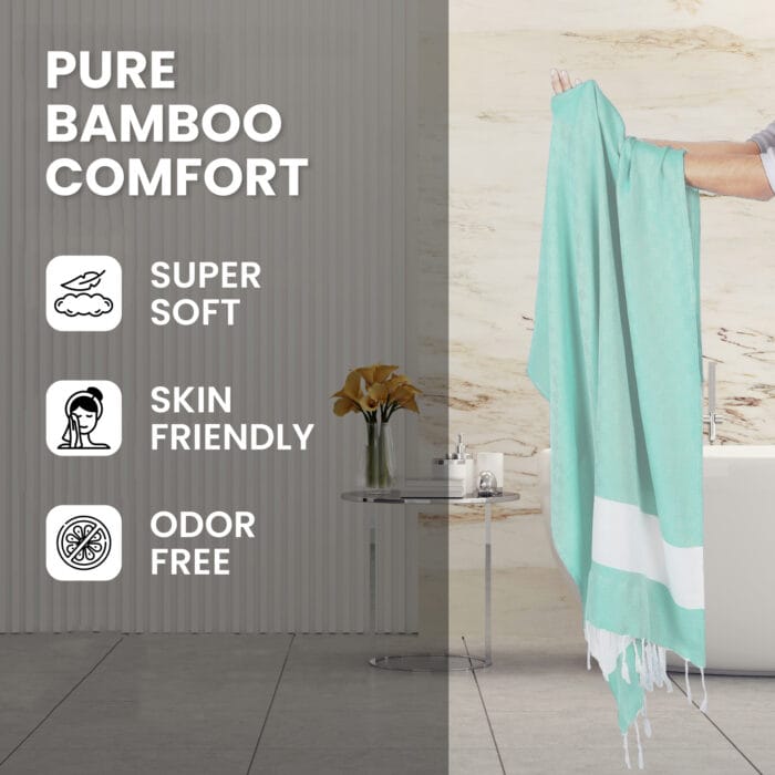 100% Pure Bamboo Bath Towel – Turkish Style, Soft, Absorbent