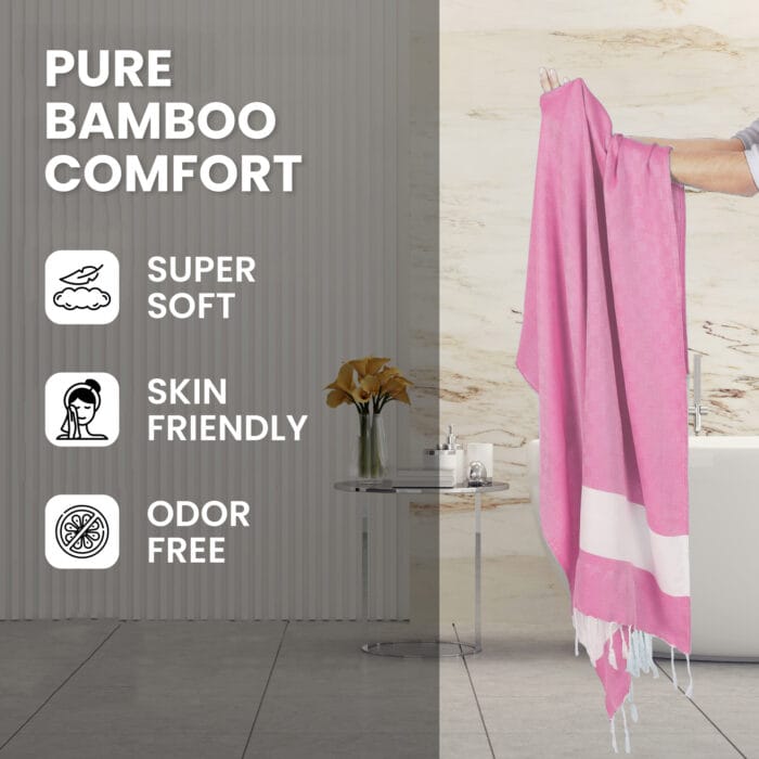 100% Pure Bamboo Bath Towel – Turkish Style, Soft, Absorbent