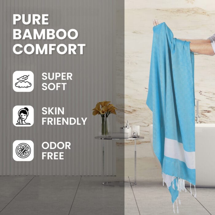 100% Pure Bamboo Bath Towel – Turkish Style, Soft, Absorbent