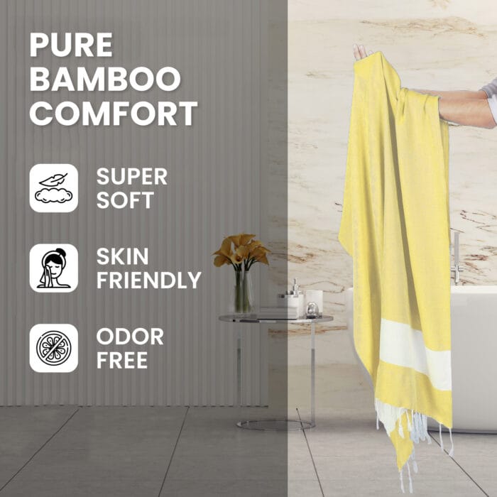 100% Pure Bamboo Bath Towel – Turkish Style, Soft, Absorbent