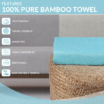 ZAHYA Pure Bamboo Bath Towel Set - Turkish Style - Grey & Aqua Green