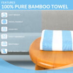 ZAHYA Pure Bamboo Bath Towel - Cabana Stripe - Blue