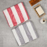 ZAHYA 100% Pure Bamboo Bath Towel Set - Super Soft, Absorbent - Red & Grey
