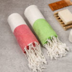 ZAHYA 100% Pure Bamboo Bath Towel Set - Turkish Style - Red & Green