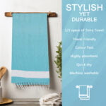 ZAHYA Pure Bamboo Bath Towel Set - Turkish Style - Grey & Aqua Green