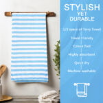 ZAHYA Pure Bamboo Bath Towel - Cabana Stripe - Blue