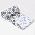 ZAHYA 100% Pure Cotton Double Bed Dohar - Silver Stone