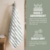 100% Pure Bamboo Bath Towel – Cabana Stripe, Soft & Eco-Friendly