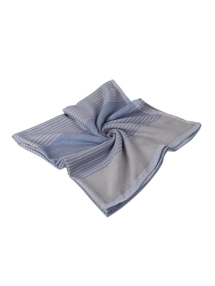 ZAHYA 100% Pure Bamboo Soft Bath Towel - Denim Blue & Grey