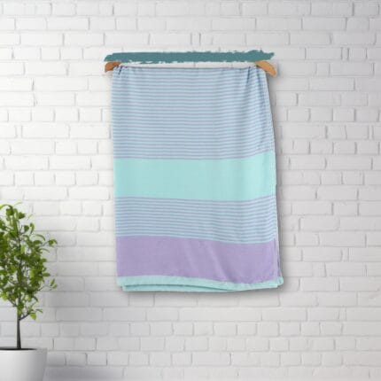 ZAHYA 100% Pure Bamboo Soft Bath Towel - Aqua Island and Cold Purple