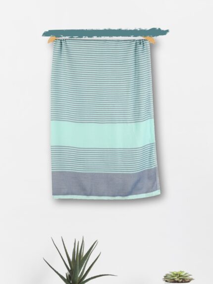 ZAHYA 100% Pure Bamboo Soft Bath Towel - Blue and green