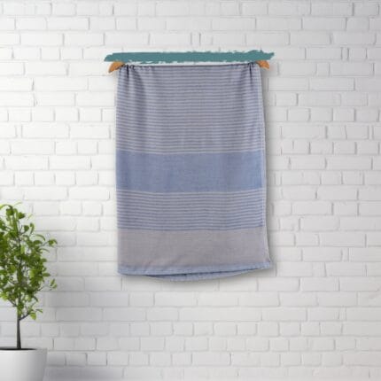 ZAHYA 100% Pure Bamboo Soft Bath Towel - Denim Blue and Grey