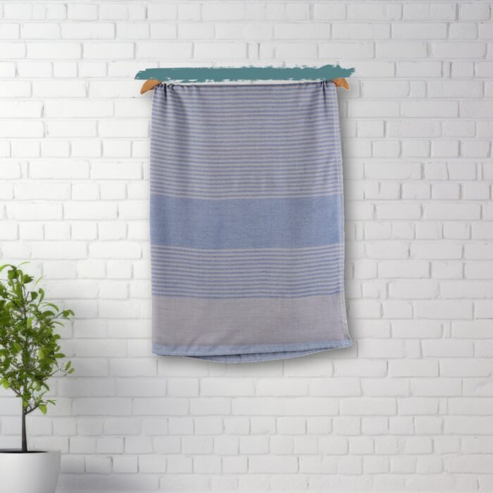 ZAHYA 100% Pure Bamboo Soft Bath Towel - Denim Blue and Grey