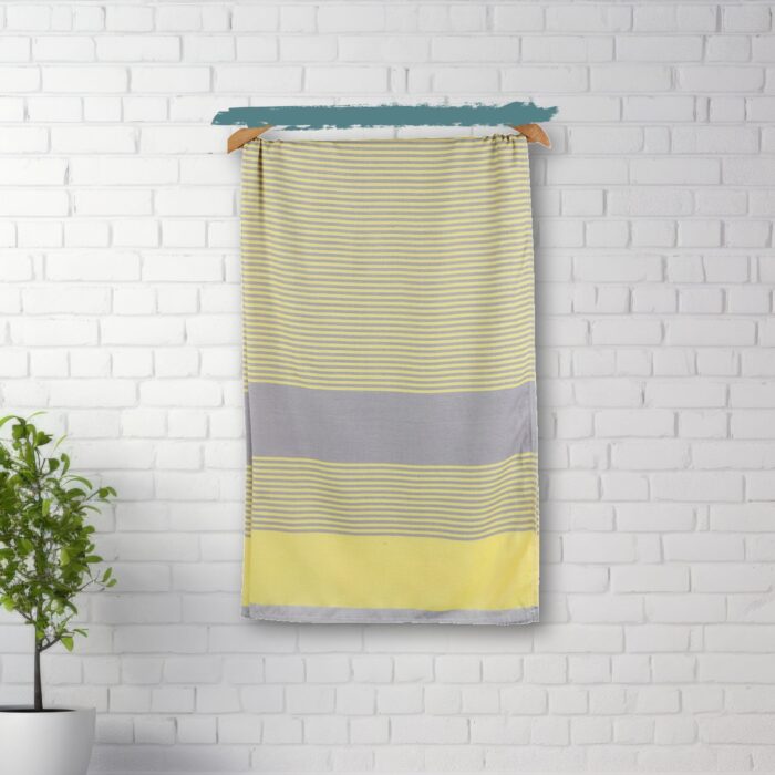ZAHYA 100% Pure Bamboo Soft Bath Towel - Yellow and Grey