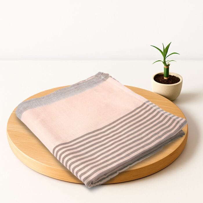 Stack of 100% Pure Bamboo Shadow Stripe Bath Towels