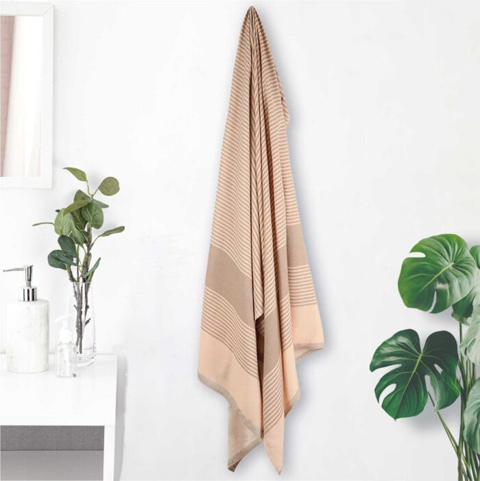 100% Pure Bamboo Bath Towel – Shadow Stripe, Soft & Eco-Friendly