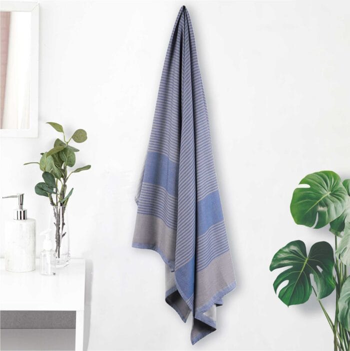 100% Pure Bamboo Bath Towel – Shadow Stripe, Soft & Eco-Friendly