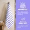 100% Pure Bamboo Bath Towel – Cabana Stripe, Soft & Eco-Friendly