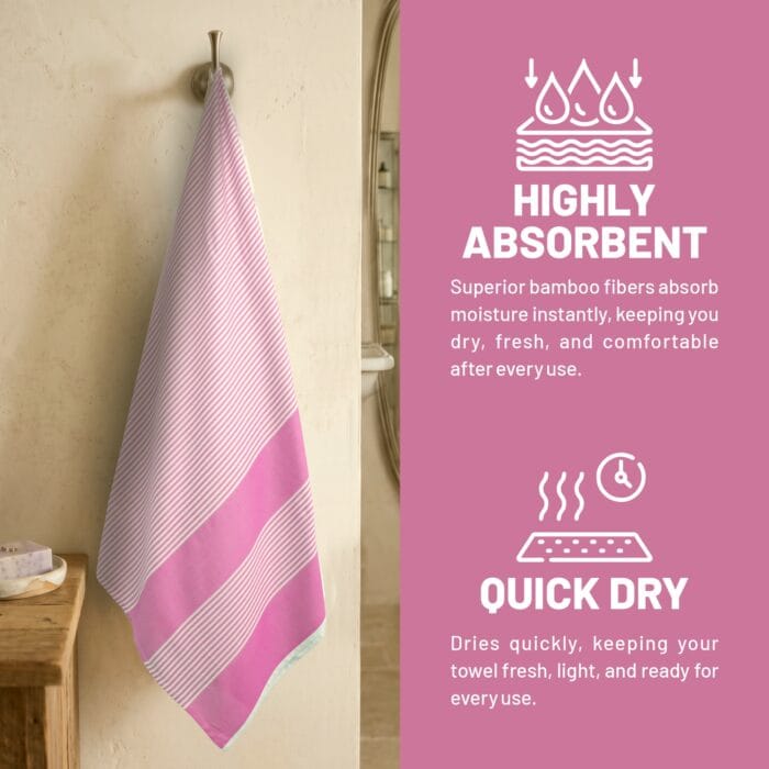 100% Pure Bamboo Bath Towel Highly Absorbent – Soft, Eco-Friendly