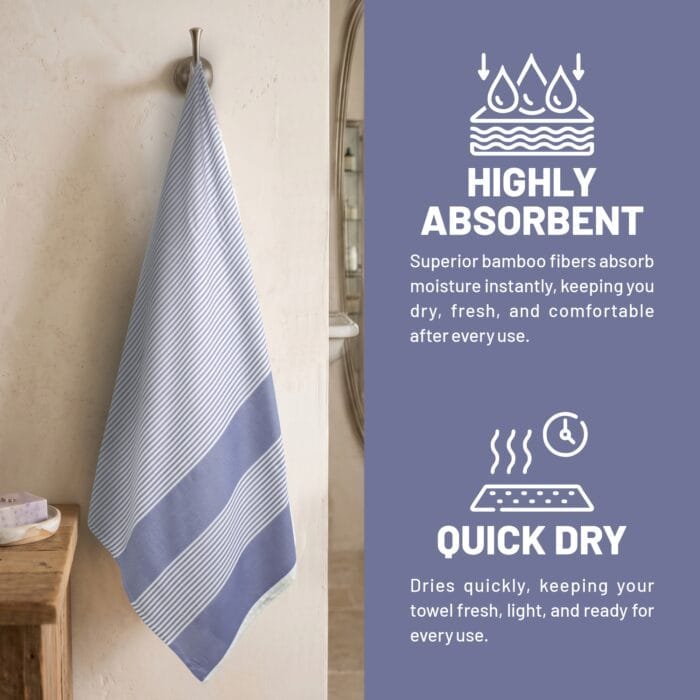 100% Pure Bamboo Bath Towel Highly Absorbent – Soft, Eco-Friendly