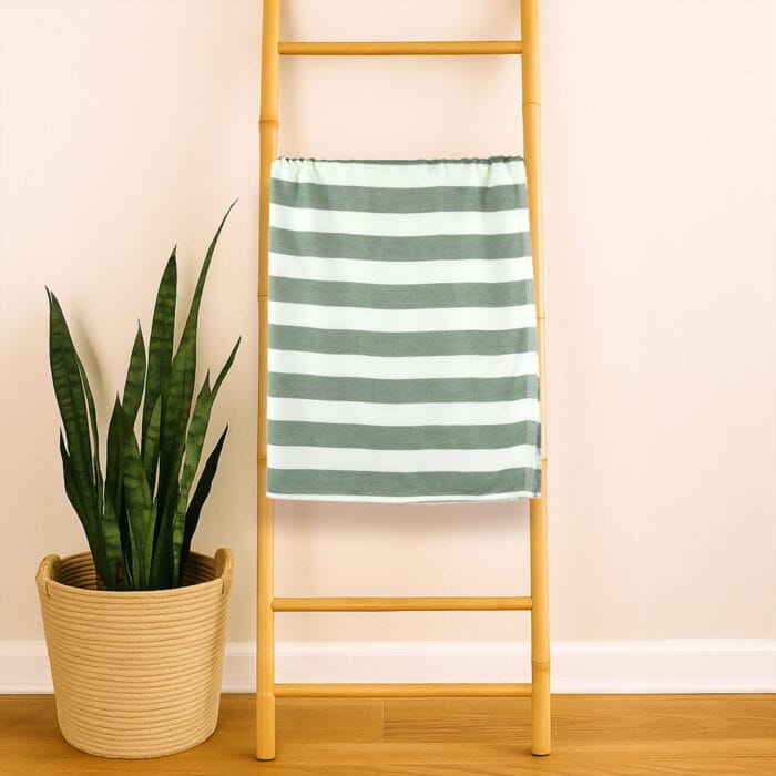 100% Pure Bamboo Bath Towel – Cabana Stripe, Soft & Eco-Friendly
