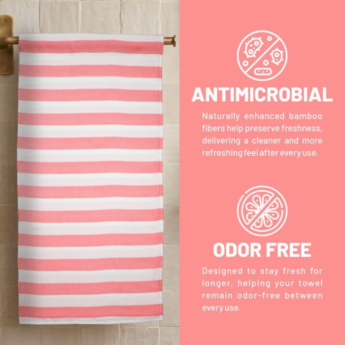100% Pure Bamboo Bath Towel – Cabana Stripe, Soft & Eco-Friendly