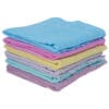 Stack of six soft colored cotton napkins neatly folded