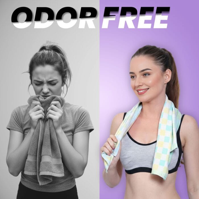 100% Cotton Zero Twist Gym Towels , Checkered– Pack of 3