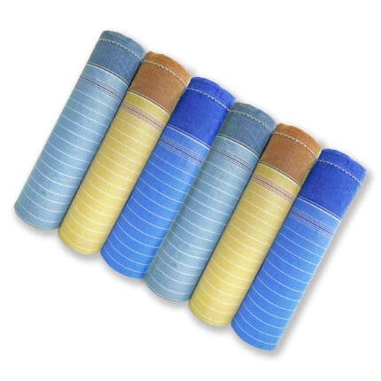 Mixed color 45x45 cm cotton handkerchief neatly folded on a neutral background.