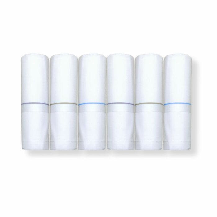 White 45x45 cm cotton handkerchief neatly folded on a neutral background.