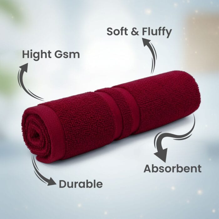 Terry Cotton Hand Towels – Soft, Thick & Absorbent (Pack of 4)