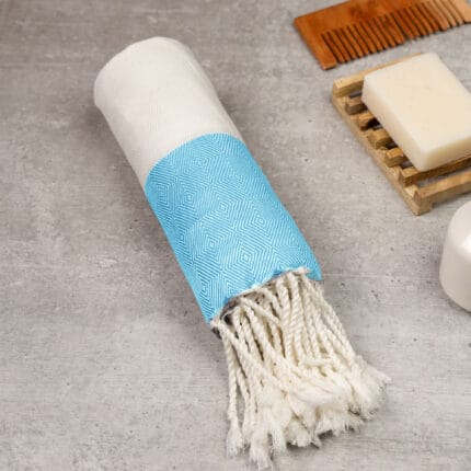 100% pure bamboo bath towel folded neatly on a modern lifestyle background, showcasing a soft Turkish-style weave